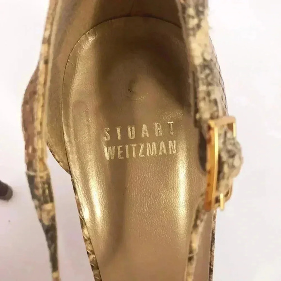 Stuart Weitzman y2k Snakeskin Python Print Stiletto Strappy Heel Pump Size 7.5 - Picture 7 of 16